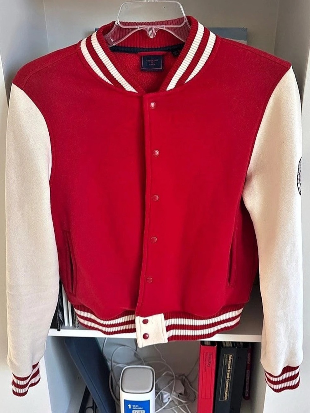 Superdry Athletic Intermural Program Varsity Jacket Red & White Size 10